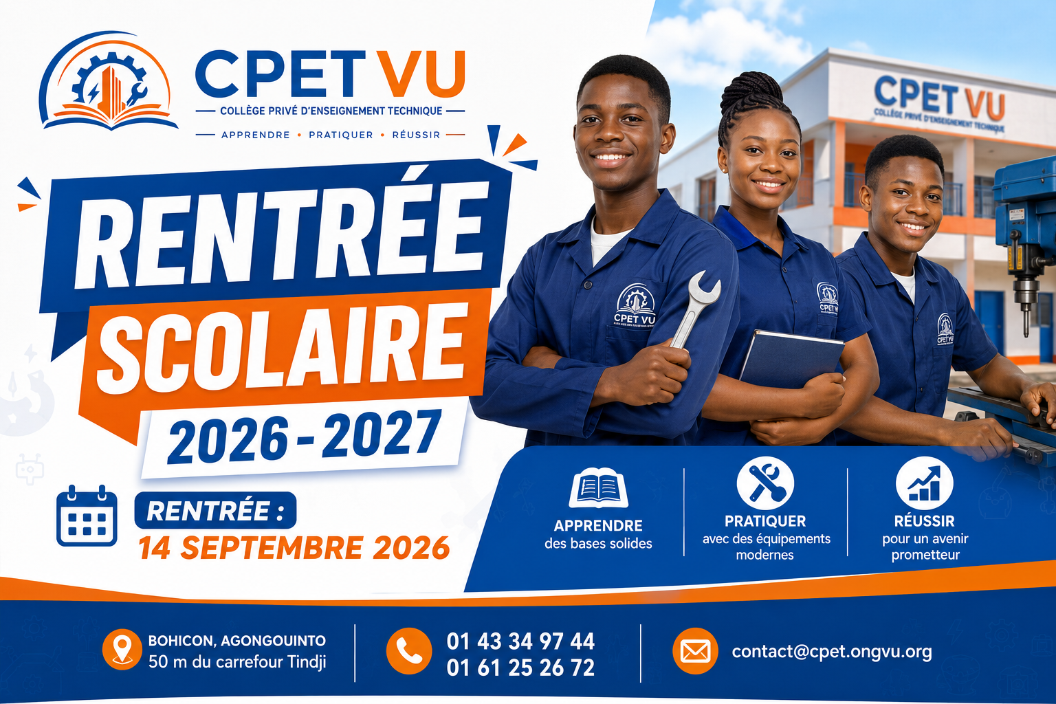 Rentrée scolaire 2026-2027 au CPET-VU